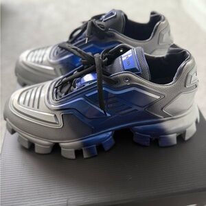 Prada Gray and Blue Futuristic Sneakers